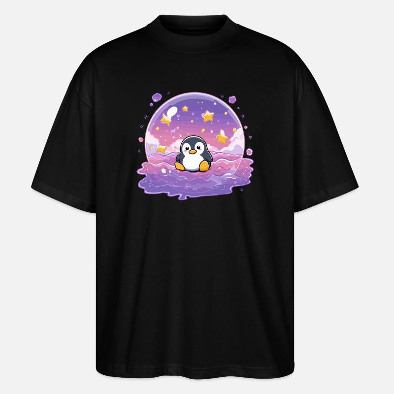 Pinguin im Sternensiegel - Stanley/Stella Oversized Unisex Bio T-Shirt Blaster 2.0 - Schwarz
