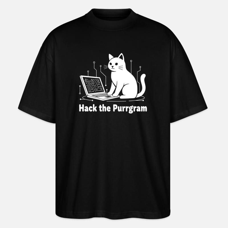 Purrrgram Hack: Katzentech Humor - Stanley/Stella Oversized Unisex Bio T-Shirt Blaster 2.0 - Schwarz