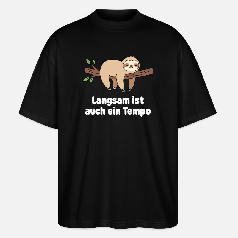 Slow Sloth Tempo Design - Stanley/Stella Oversized Unisex Organic T-shirt Blaster 2.0 - black