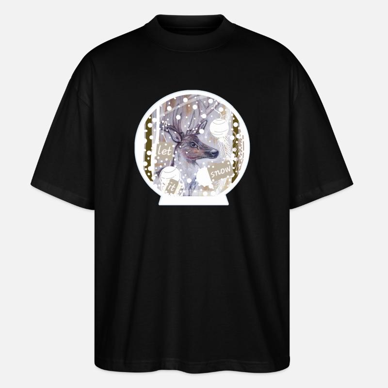 Schneekugel Hirsch  - Stanley/Stella Oversized Unisex Bio T-Shirt Blaster 2.0 - Schwarz