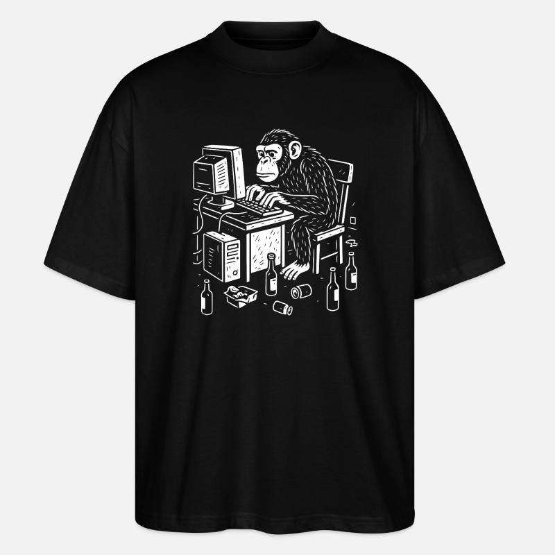 Deskbound Monkey Coder - Stanley/Stella Oversized Unisex Organic T-shirt Blaster 2.0 - black