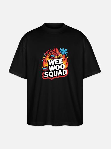 Wee Woo Squad Feuerwehr Auto Spass - Stanley/Stella Oversized Unisex Bio T-Shirt Blaster 2.0 - Schwarz