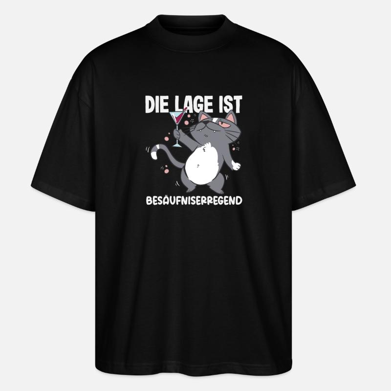 The situation is drunken, cat - Stanley/Stella Oversized Unisex Organic T-shirt Blaster 2.0 - black