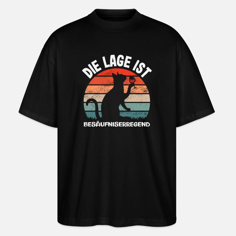 La situation est ivre, chat - T-shirt bio Blaster 2.0 coupe oversize Stanley/Stella Unisexe - noir