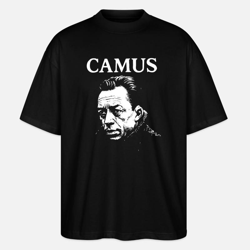 Albert Camus existenzielles Noir-Porträt - Stanley/Stella Oversized Unisex Bio T-Shirt Blaster 2.0 - Schwarz