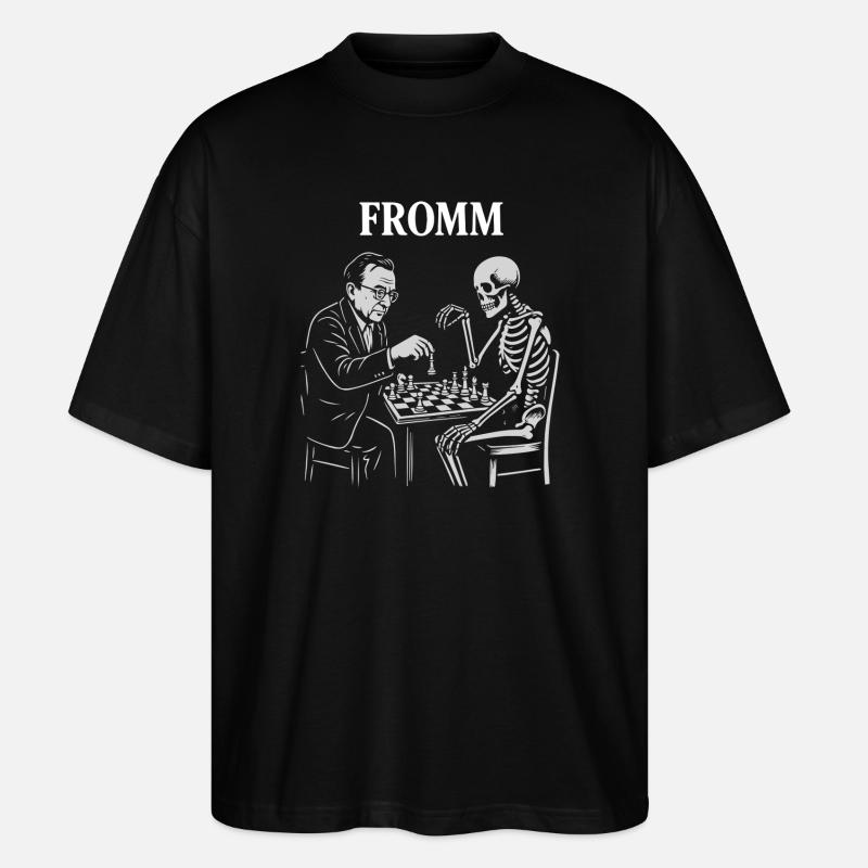 Noir-Schach: Erich Fromm-Psychoanalyse vs. Skelett - Stanley/Stella Oversized Unisex Bio T-Shirt Blaster 2.0 - Schwarz