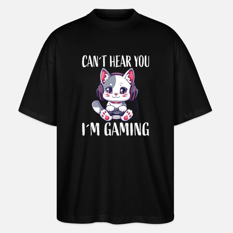 Gaming-Katze Kopfhörer - Stanley/Stella Oversized Unisex Bio T-Shirt Blaster 2.0 - Schwarz