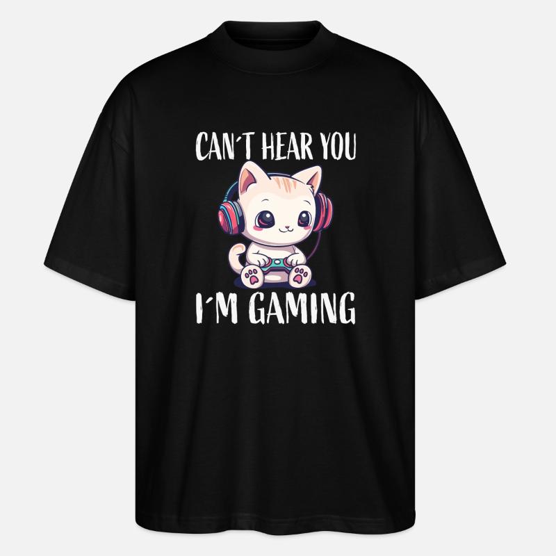 Cat Gaming While Gaming - Stanley/Stella Oversized Unisex Organic T-shirt Blaster 2.0 - black