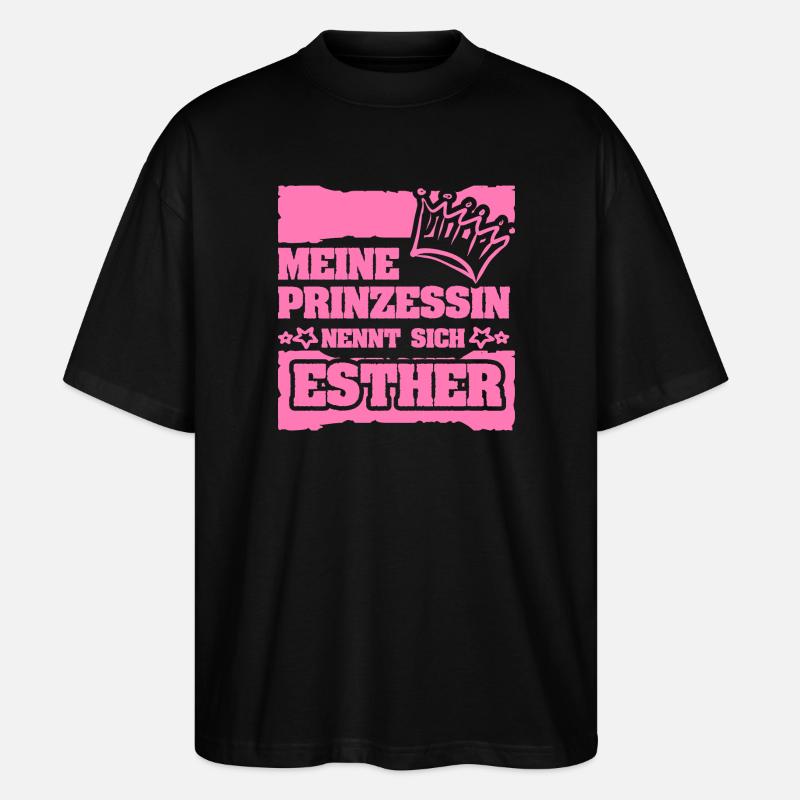 Esther als Maedchenname - Stanley/Stella Oversized Unisex Bio T-Shirt Blaster 2.0 - Schwarz