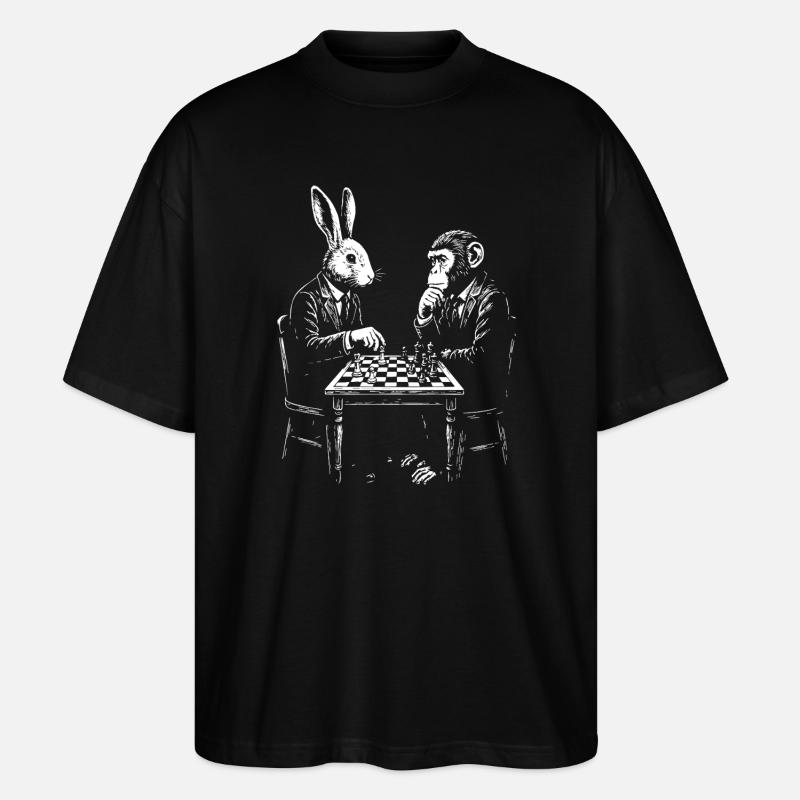 Hasen-Affen-Schachduell - Stanley/Stella Oversized Unisex Bio T-Shirt Blaster 2.0 - Schwarz