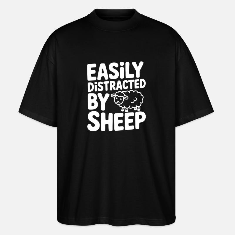 Easily Distracted by Sheep - Stanley/Stella Oversized Unisex Organic T-shirt Blaster 2.0 - black