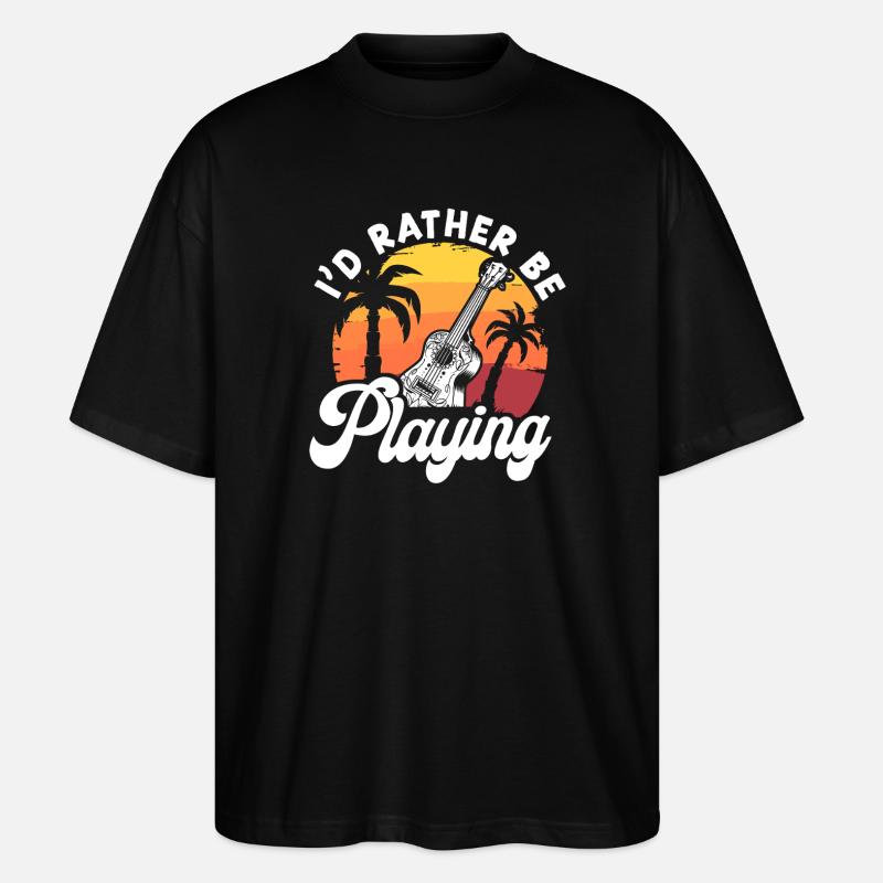 Ukulélé hawaïen Uke Je Préférerais Être - T-shirt bio Blaster 2.0 coupe oversize Stanley/Stella Unisexe - noir