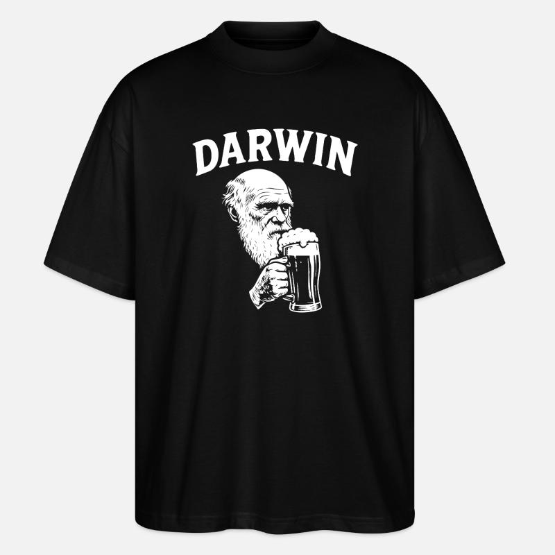 Darwin boit de la bière - T-shirt bio Blaster 2.0 coupe oversize Stanley/Stella Unisexe - noir