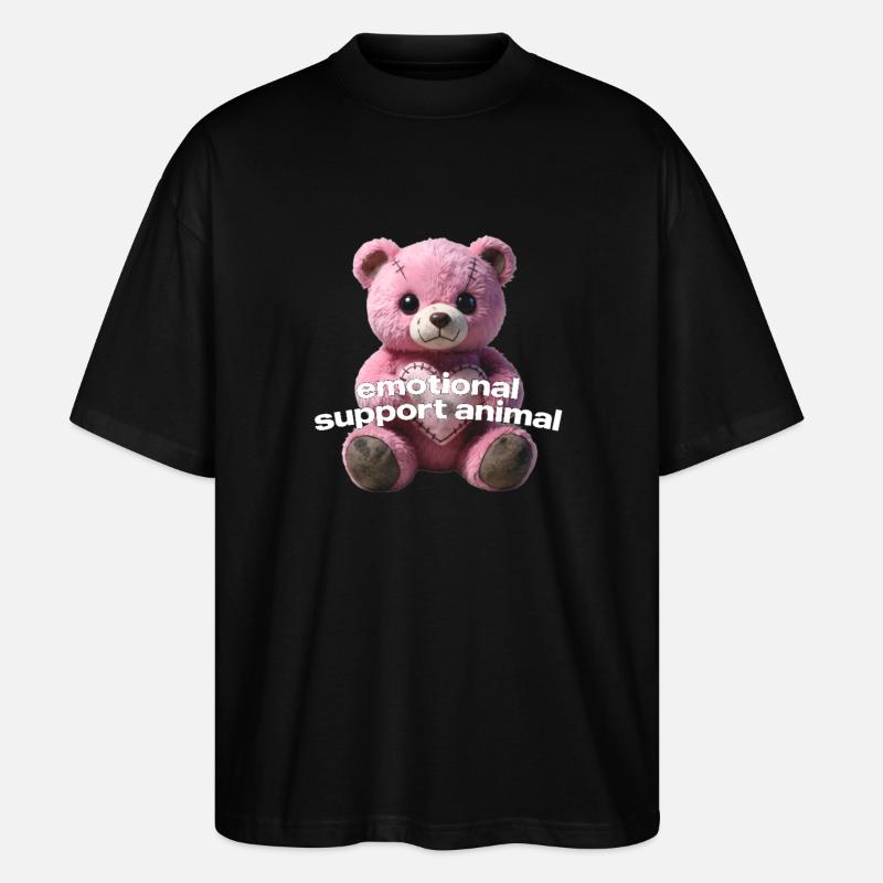 Hellä vaaleanpunainen sydänkarhu - Stanley/Stella Blaster 2.0 Unisex Oversized Luomu T-paita - musta