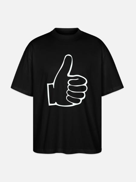 Thumbs Up Outline - Stanley/Stella Oversized Unisex Organic T-shirt Blaster 2.0 - black