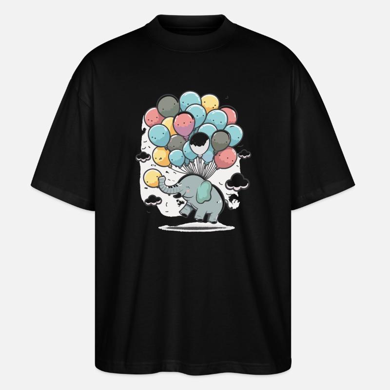 Ballon-Elefant im Wolkenmeer - Stanley/Stella Oversized Unisex Bio T-Shirt Blaster 2.0 - Schwarz