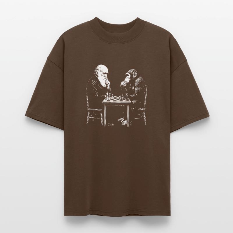 Darwin plays chess with monkey - Evolution game Stanley/Stella Oversized Unisex Organic T-shirt Blaster 2.0