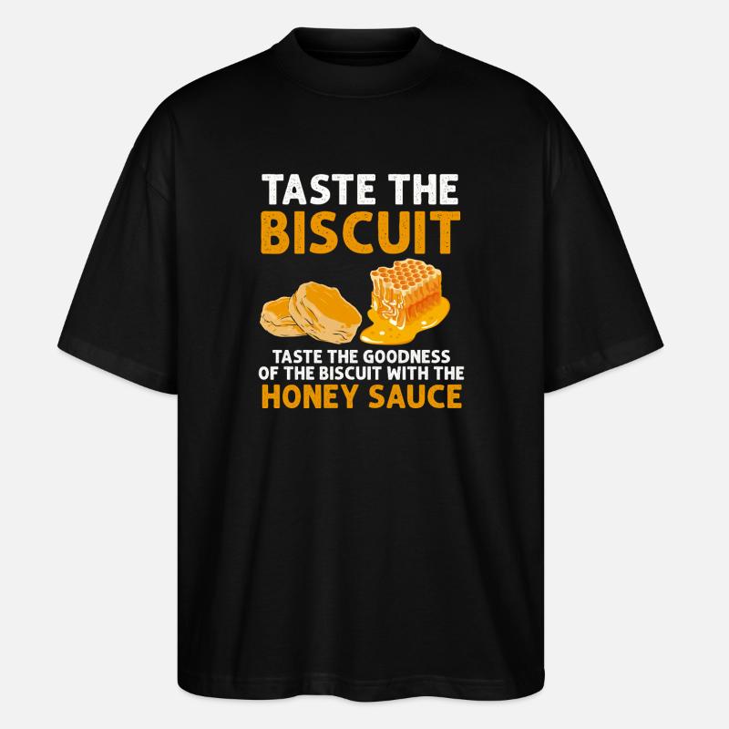 Probieren Sie den Biscuit: Honigsoße - Stanley/Stella Oversized Unisex Bio T-Shirt Blaster 2.0 - Schwarz