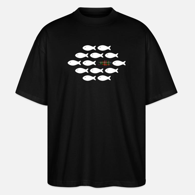 Einzigartiger karierter Fisch - Stanley/Stella Oversized Unisex Bio T-Shirt Blaster 2.0 - Schwarz