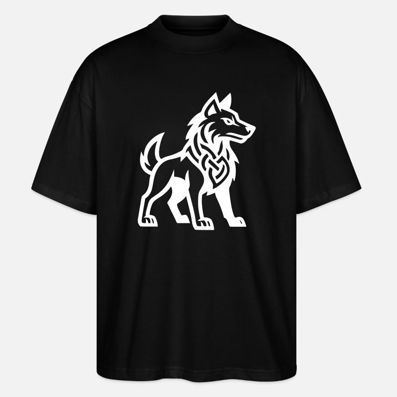 Wolf Wikinger - Stanley/Stella Oversized Unisex Bio T-Shirt Blaster 2.0 - Schwarz