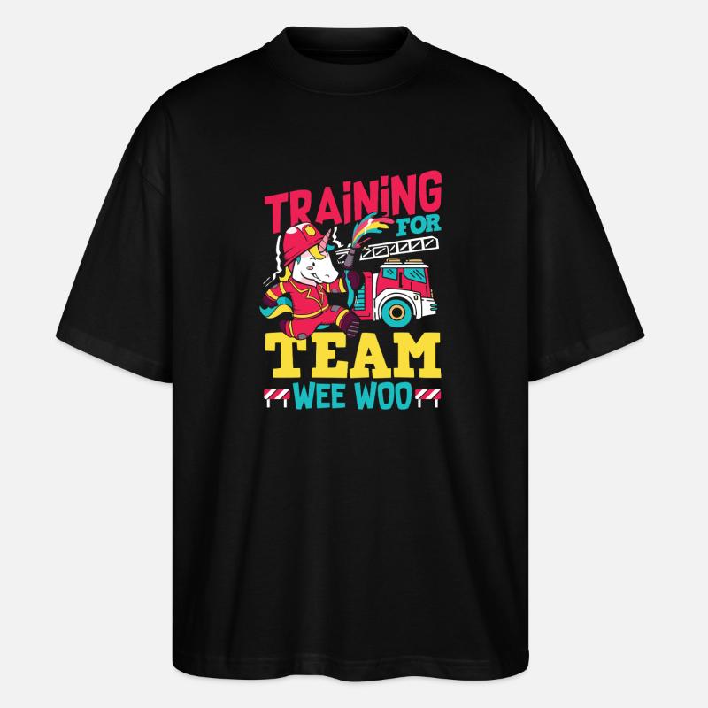 Escouade Wee Woo Pompier, Petit Pompier - T-shirt bio Blaster 2.0 coupe oversize Stanley/Stella Unisexe - noir