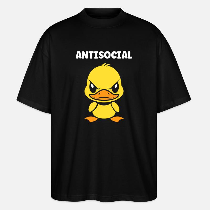 Grumpy Antisocial Duck - Stanley/Stella Oversized Unisex Organic T-shirt Blaster 2.0 - black