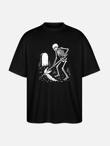 Skeleton Digging in Graveyard - Stanley/Stella Oversized Unisex Organic T-shirt Blaster 2.0 - black