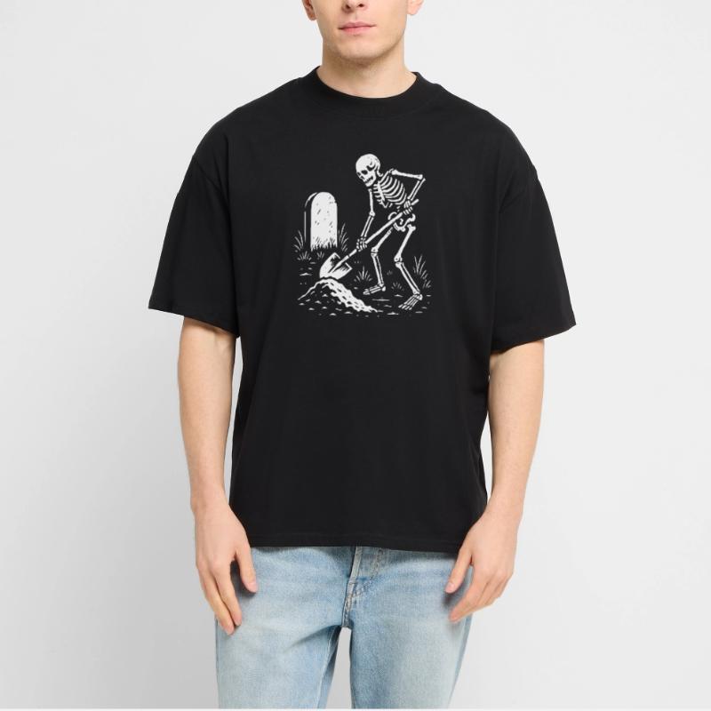 Skeleton Digging in Graveyard Stanley/Stella Oversized Unisex Organic T-shirt Blaster 2.0