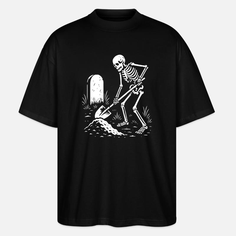 Skeleton Digging in Graveyard - Stanley/Stella Oversized Unisex Organic T-shirt Blaster 2.0 - black
