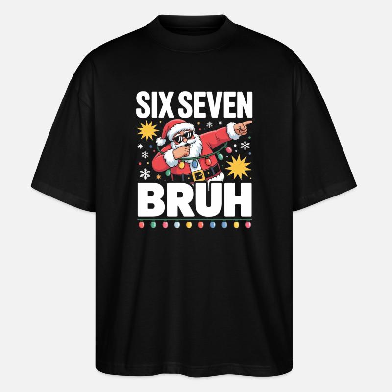 Weihnachtsbruh: Santa mit Lichterkette - Stanley/Stella Oversized Unisex Bio T-Shirt Blaster 2.0 - Schwarz