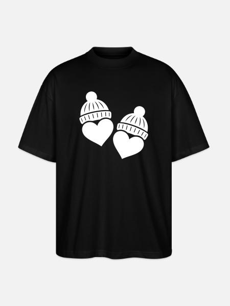 Hearts Winter Hat Love - Stanley/Stella Oversized Unisex Organic T-shirt Blaster 2.0 - black