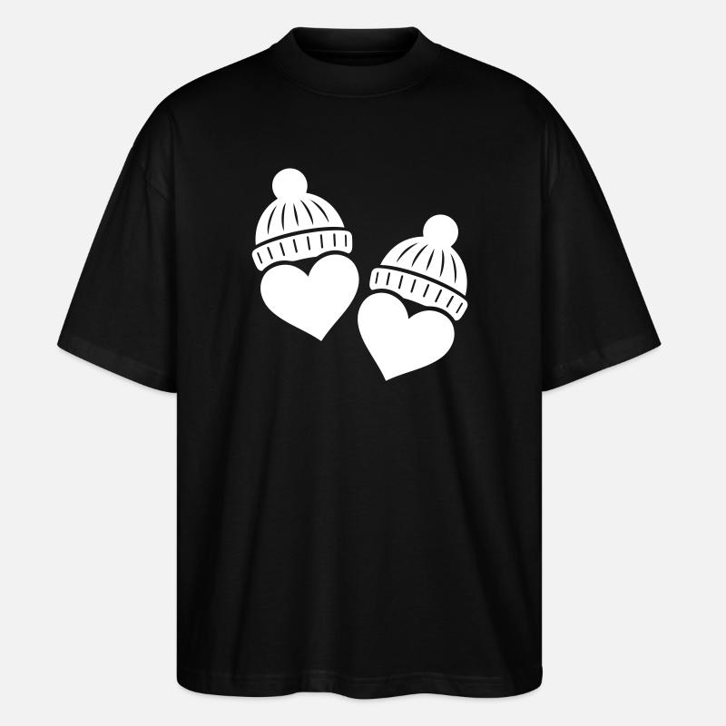 Amour du Chapeau d’hiver de Cœurs - T-shirt bio Blaster 2.0 coupe oversize Stanley/Stella Unisexe - noir