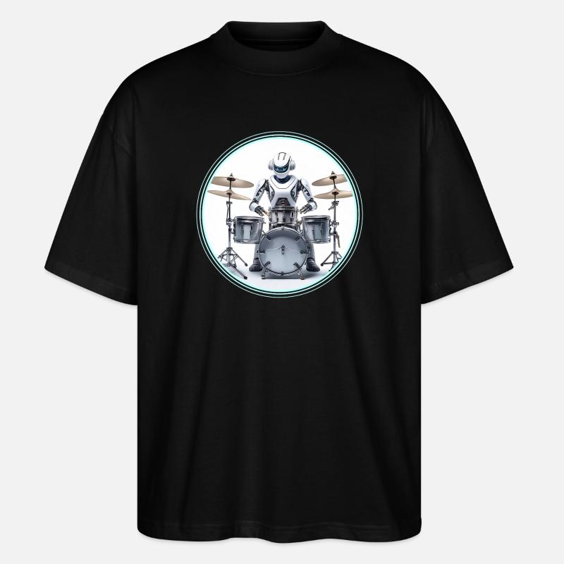 Drum Machine Roboter - Stanley/Stella Oversized Unisex Bio T-Shirt Blaster 2.0 - Schwarz