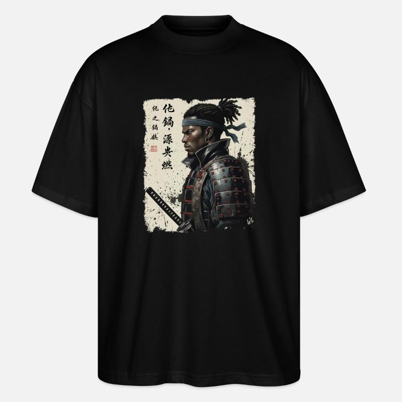 Afro American Samurai – African Roots Pride - Stanley/Stella Oversized Unisex Organic T-shirt Blaster 2.0 - black