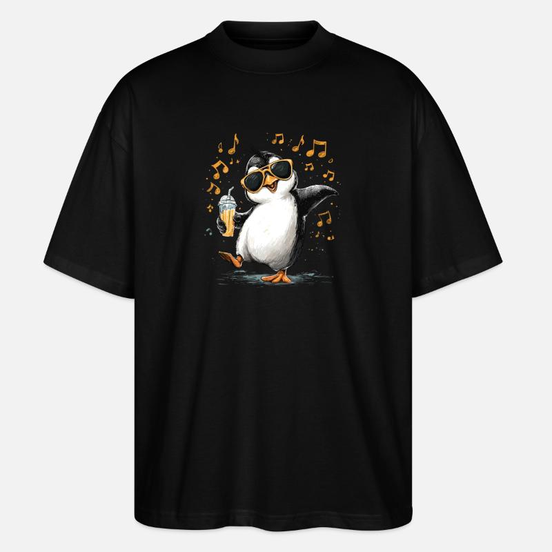 Pingouin d’été avec lunettes de soleil - T-shirt bio Blaster 2.0 coupe oversize Stanley/Stella Unisexe - noir