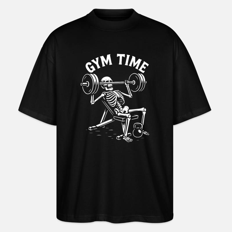 Gym Time Skeleton Lifter - Stanley/Stella Oversized Unisex Bio T-Shirt Blaster 2.0 - Schwarz