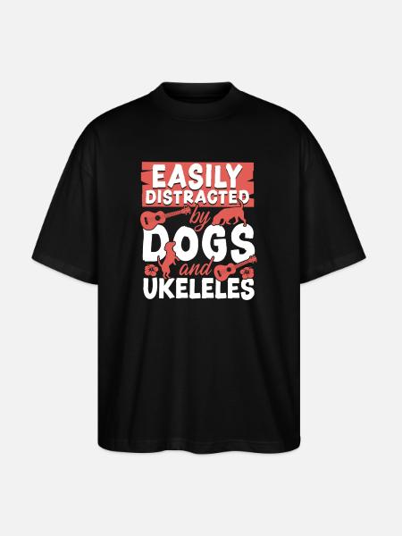 Hawaiian Ukulele Uke Dog Easily - Stanley/Stella Oversized Unisex Organic T-shirt Blaster 2.0 - black