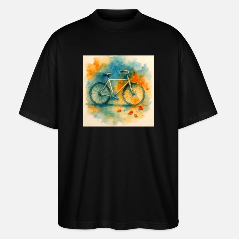 Aquarell, Fahrrad in Farbexplosion - Stanley/Stella Oversized Unisex Bio T-Shirt Blaster 2.0 - Schwarz