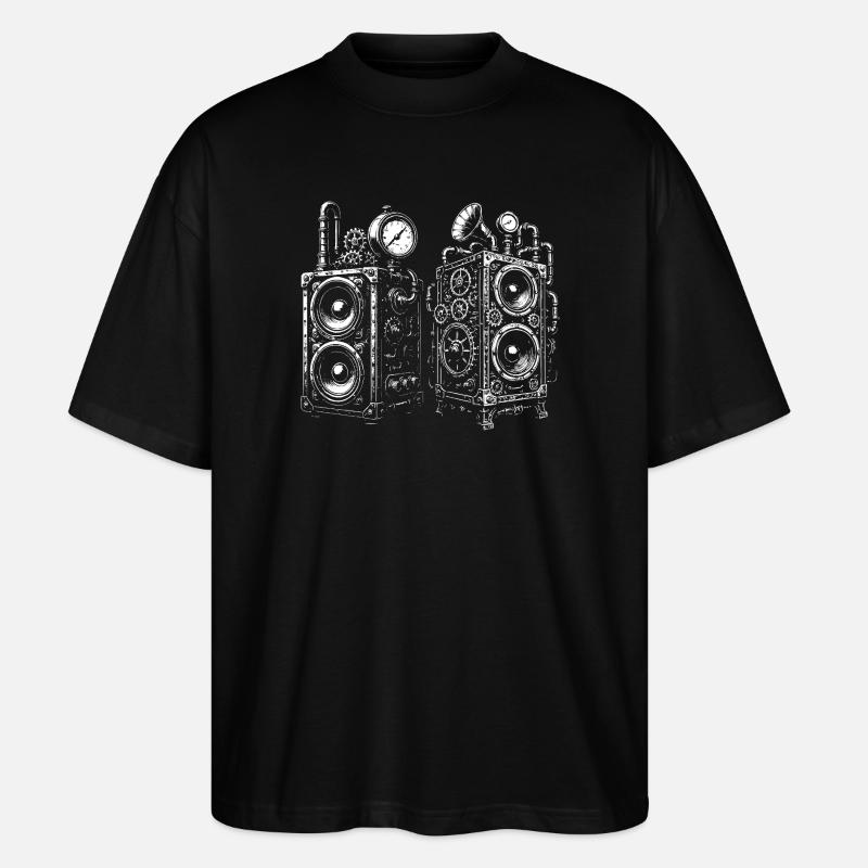 Steampunk Gear-Lautsprecher - Stanley/Stella Oversized Unisex Bio T-Shirt Blaster 2.0 - Schwarz