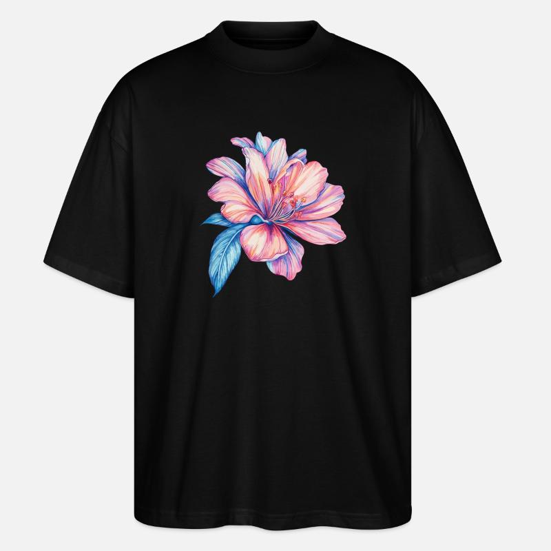 Hibiskus Farbexplosion Wasserfarben - Stanley/Stella Oversized Unisex Bio T-Shirt Blaster 2.0 - Schwarz