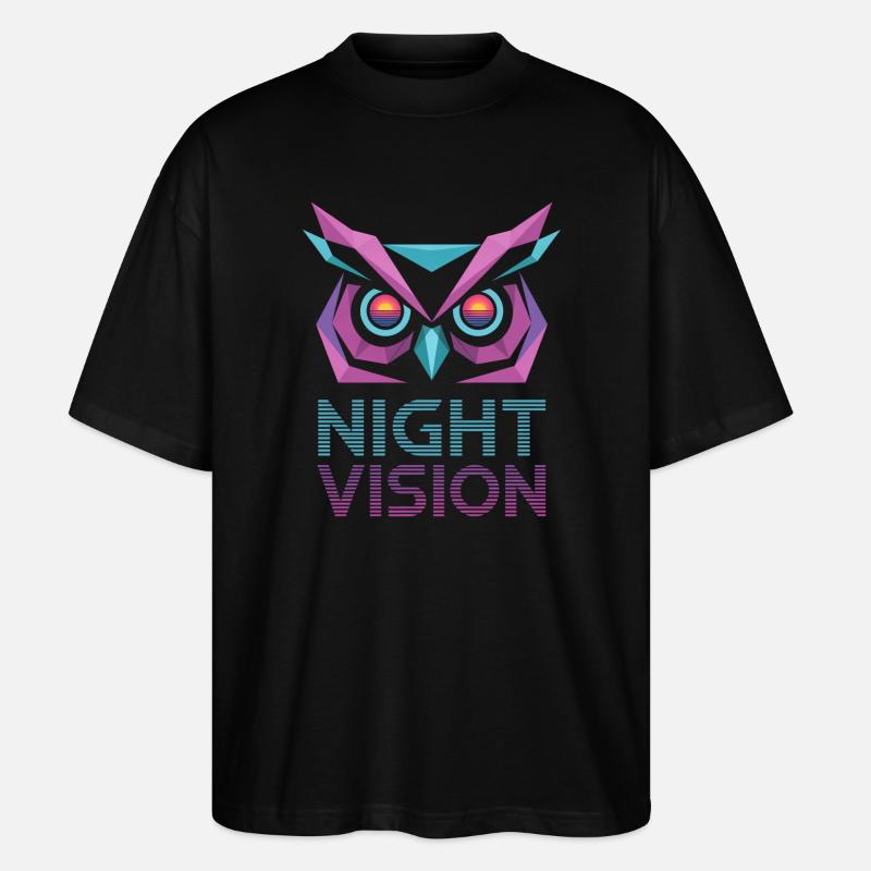 Night Vision Eule Retro Cyberpunk - Stanley/Stella Oversized Unisex Bio T-Shirt Blaster 2.0 - Schwarz