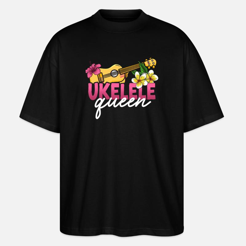 Ukulélé hawaïen Ukulélé Queen Ukulélé - T-shirt bio Blaster 2.0 coupe oversize Stanley/Stella Unisexe - noir