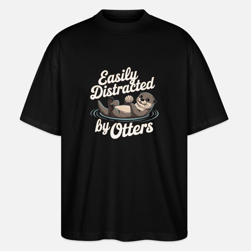 Easily Distracted by Otters - Stanley/Stella Oversized Unisex Bio T-Shirt Blaster 2.0 - Schwarz