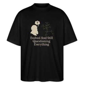 Charles Darwin Geschenk Natürliche - Stanley/Stella Oversized Unisex Bio T-Shirt Blaster 2.0 - Schwarz - Vorne - Alina (178cm) & Michal (187cm)