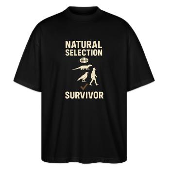 Charles Darwin Geschenk Natürliche - Stanley/Stella Oversized Unisex Bio T-Shirt Blaster 2.0 - Schwarz - Vorne - Alina (178cm) & Michal (187cm)