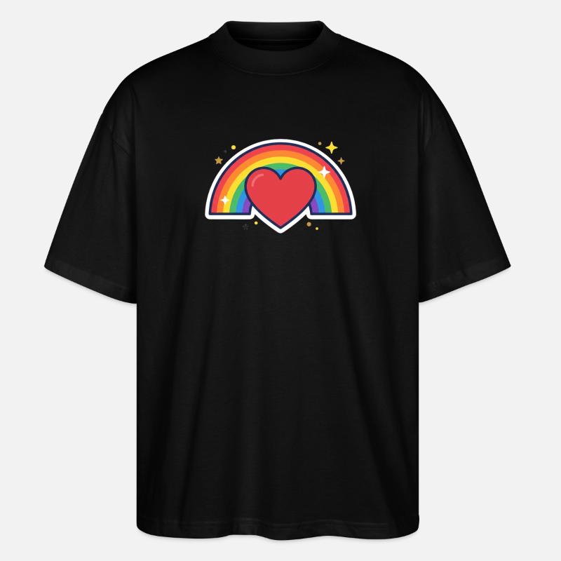 Herz, Regenbogen, Stolz, Liebe - Stanley/Stella Oversized Unisex Bio T-Shirt Blaster 2.0 - Schwarz