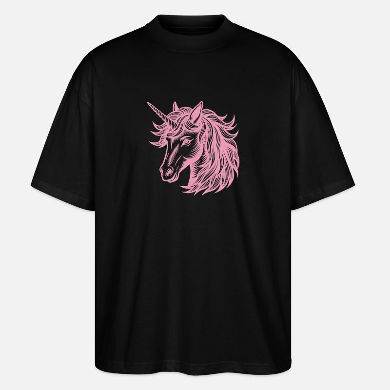 Einhornkopf - Stanley/Stella Oversized Unisex Bio T-Shirt Blaster 2.0 - Schwarz