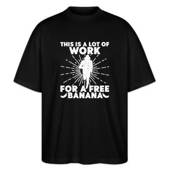 Marathoniens travaillent pour la course gratuite à la banane - T-shirt bio Blaster 2.0 coupe oversize Stanley/Stella Unisexe - noir - Devant - Alina (178cm) & Michal (187cm)