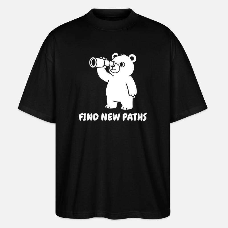 Bär mit Teleskop – Neue Pfade - Stanley/Stella Oversized Unisex Bio T-Shirt Blaster 2.0 - Schwarz