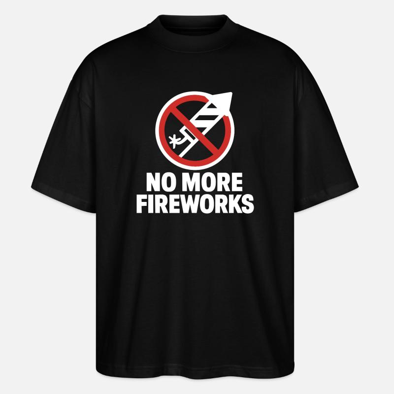 No More Fireworks – Silvester Edition - Stanley/Stella Oversized Unisex Bio T-Shirt Blaster 2.0 - Schwarz
